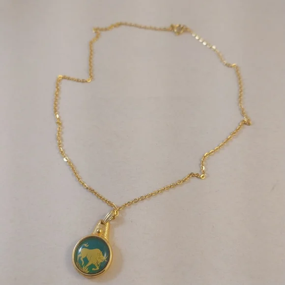 Gold Buffalo Pendant Necklace - Picture 6 of 15